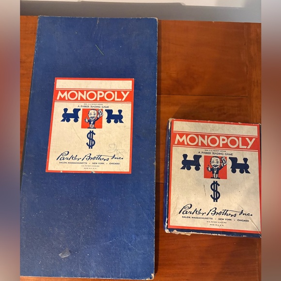 Vintage Monopoly Board Game Parker Brothers 1935 Wooden Pieces Blue Box - Picture 2 of 7